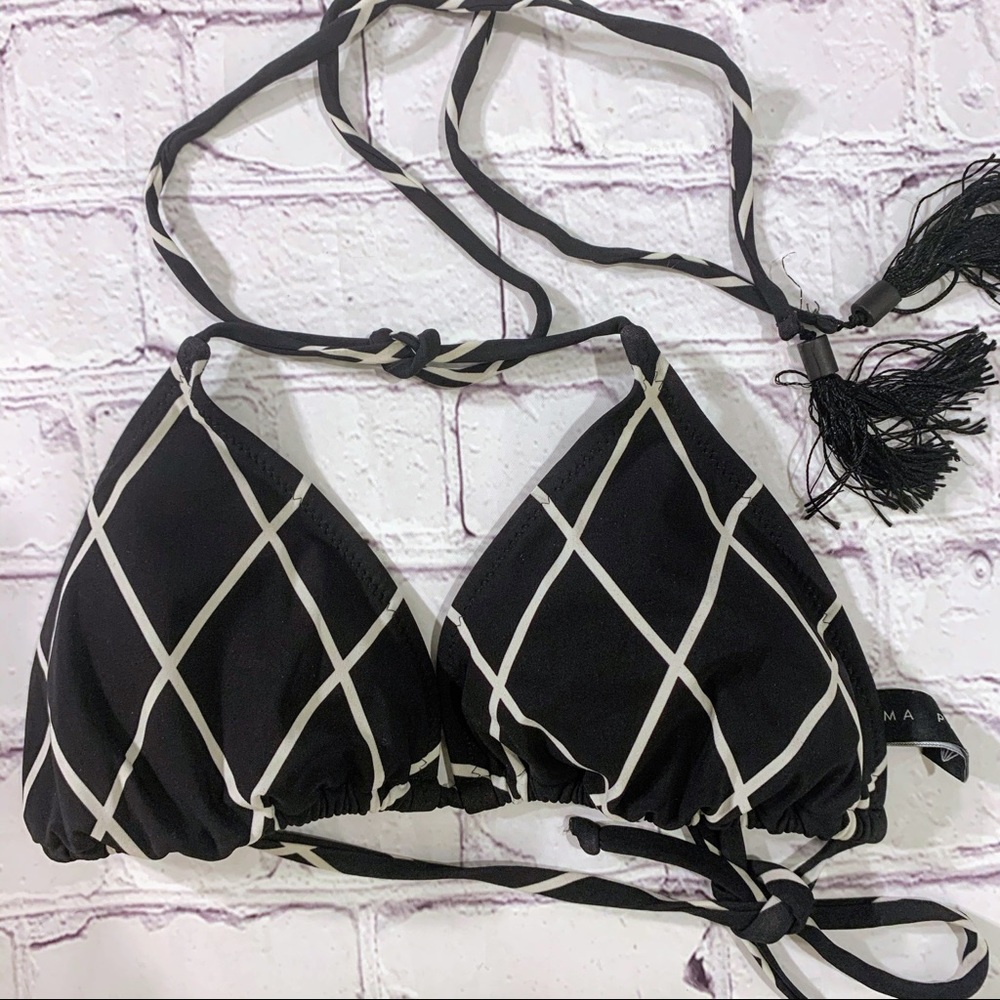 Emma Pake bathing suit top black white sz med